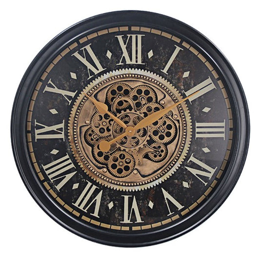 Black & Gold Cog Clock 66cm