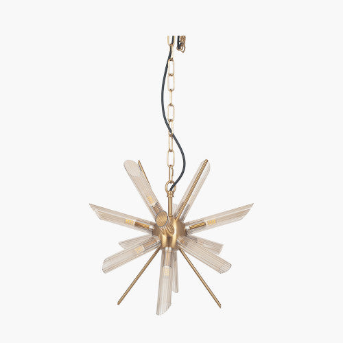 Estella Clear Glass and Gold Metal Starburst Pendant