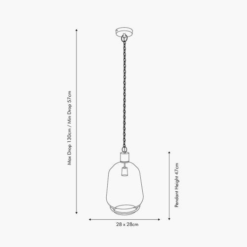 Fia Clear Glass and Antique Brass Chain Drop Pendant