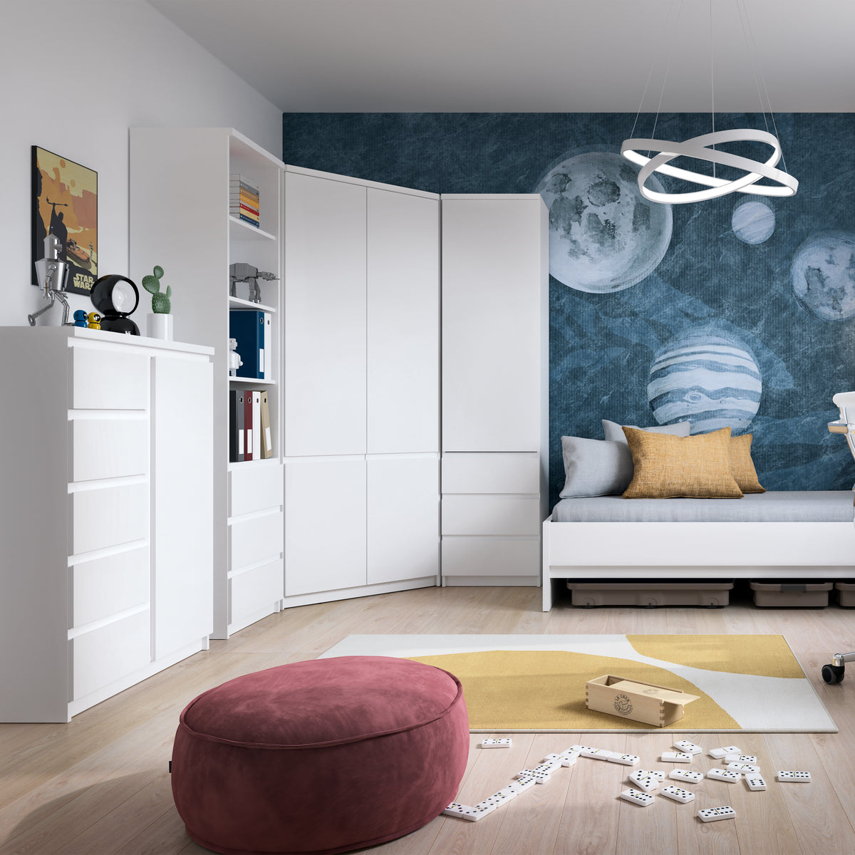 Fribo Corner Wardrobe 2 Door in Alpine White