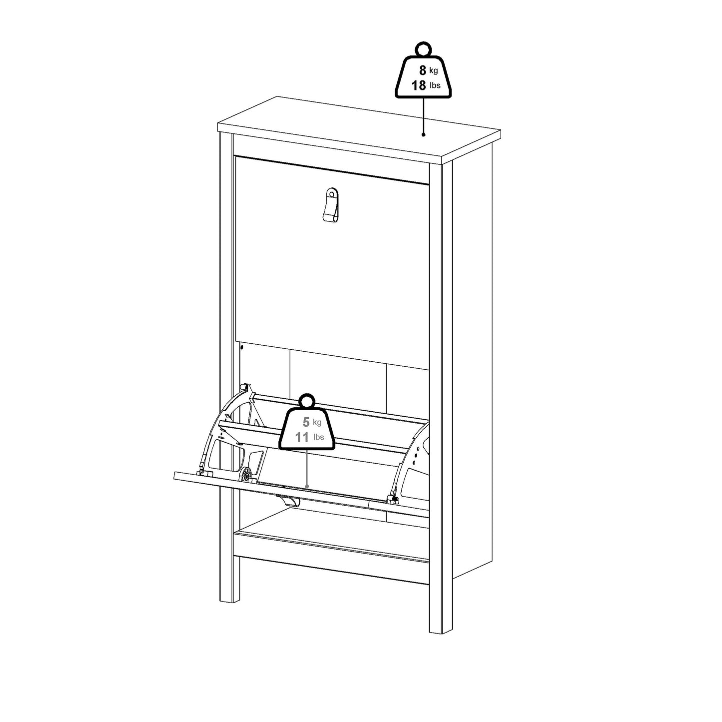 Madrid Shoe Cabinet 2 Flip Down Doors in Cashmere