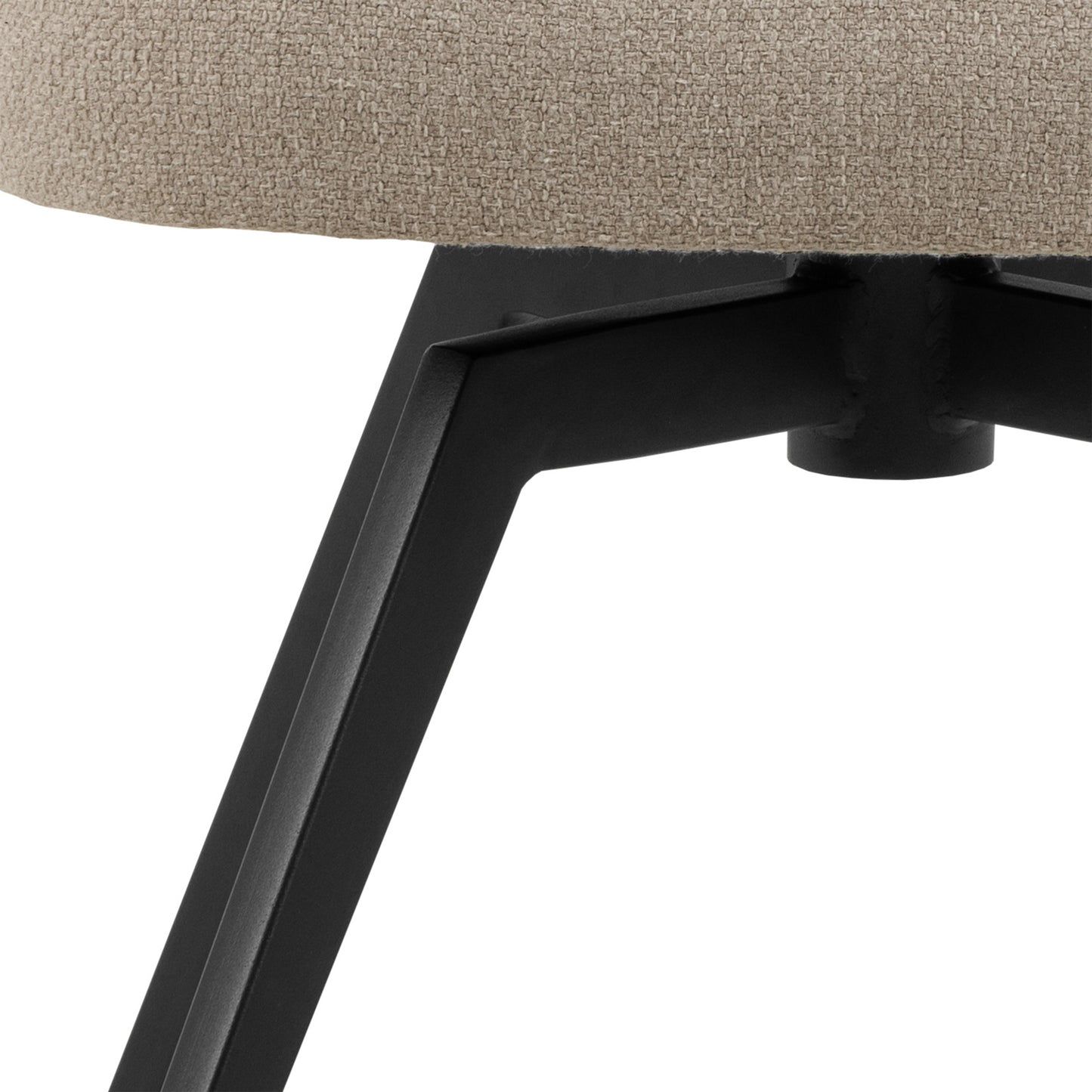 Soli Round Dining Table in Oak/Black Set 4 Beige Chairs