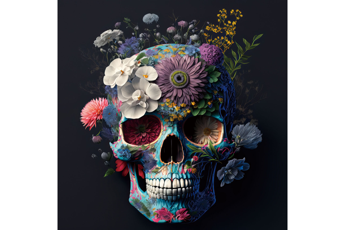 Skull with Flowers