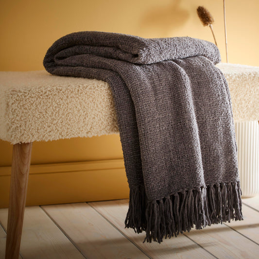 Chenille Charcoal Throw