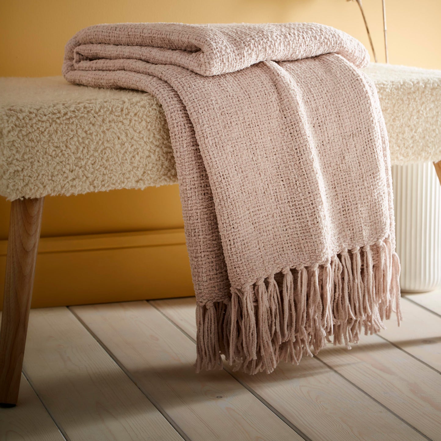 Chenille Natural Throw