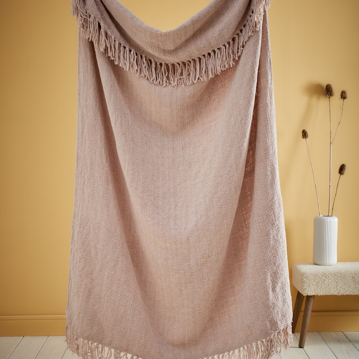 Chenille Natural Throw