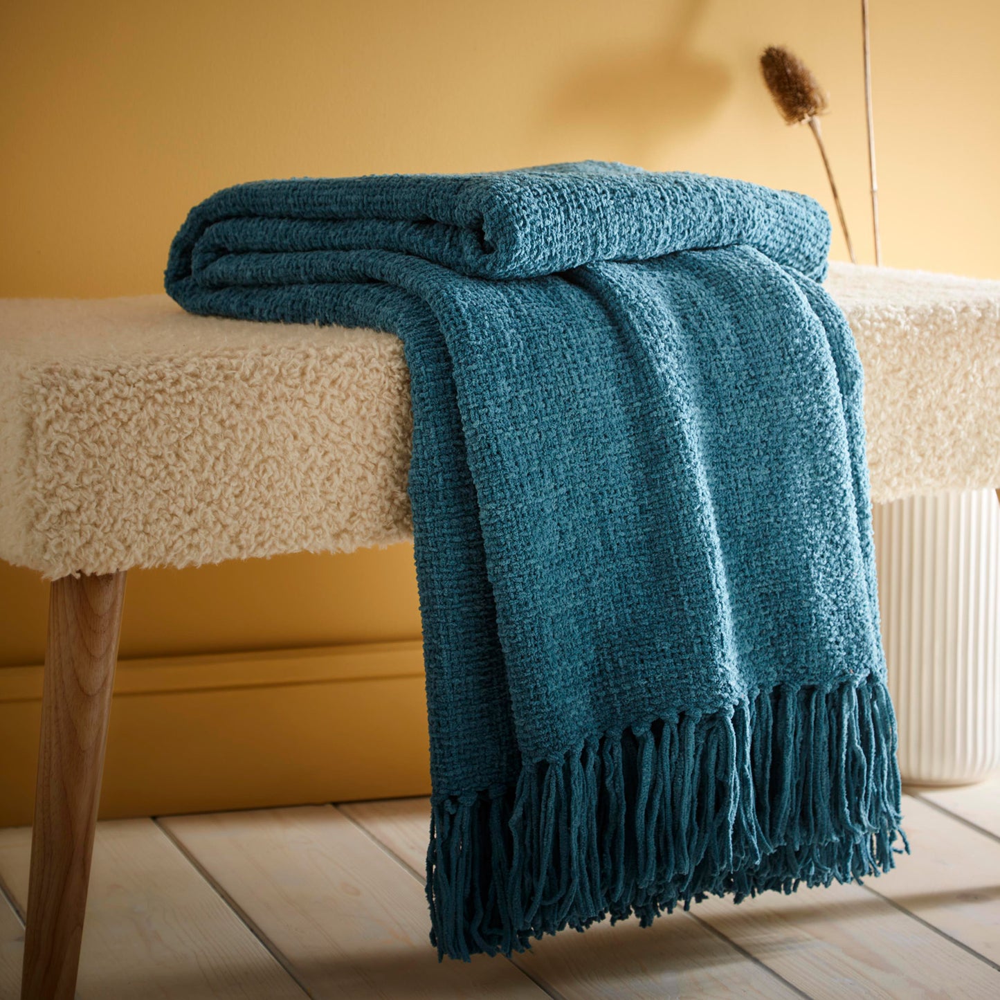 Chenille Teal Throw
