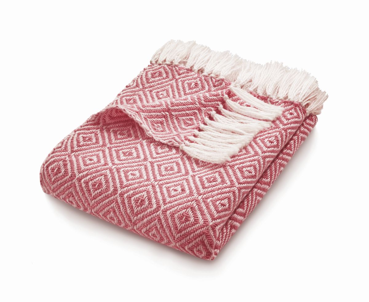 Hug Rug Woven Diamond Throw Coral Pink