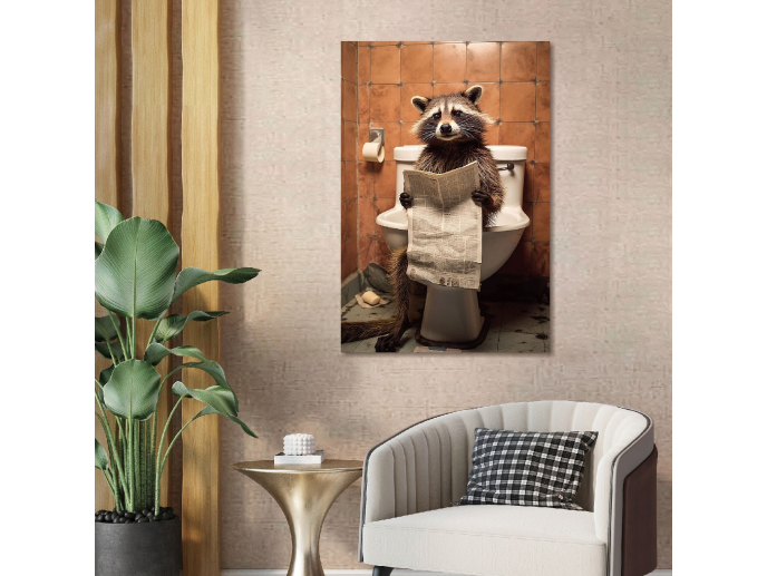 Raccoon Reading Newspaper