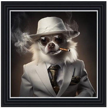 Gangster Chihuahua Smoking (White)