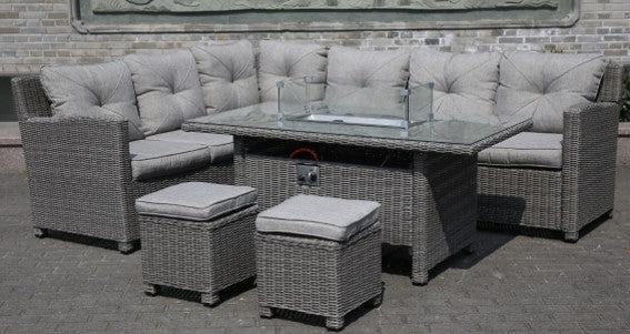 Dubai Rattan Sofa With Fire Pit Table