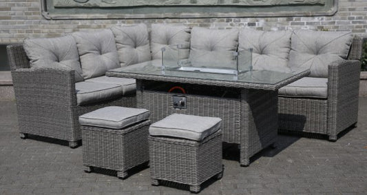 Dubai Rattan Sofa With Fire Pit Table
