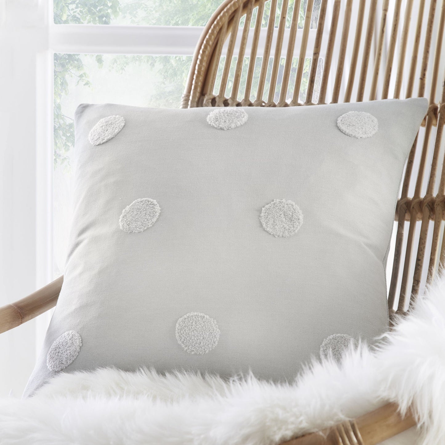 Zara Cushion in Silver with Silver Dots 43 x 43cm - Filled Cushion