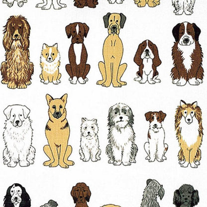 Dogs Arrived Cotton Tea Towel in Brown/Yellow