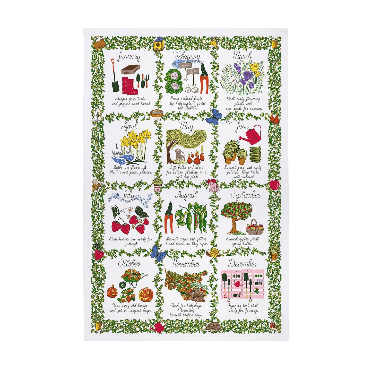 Gardeners Calendar Cotton Tea Towel