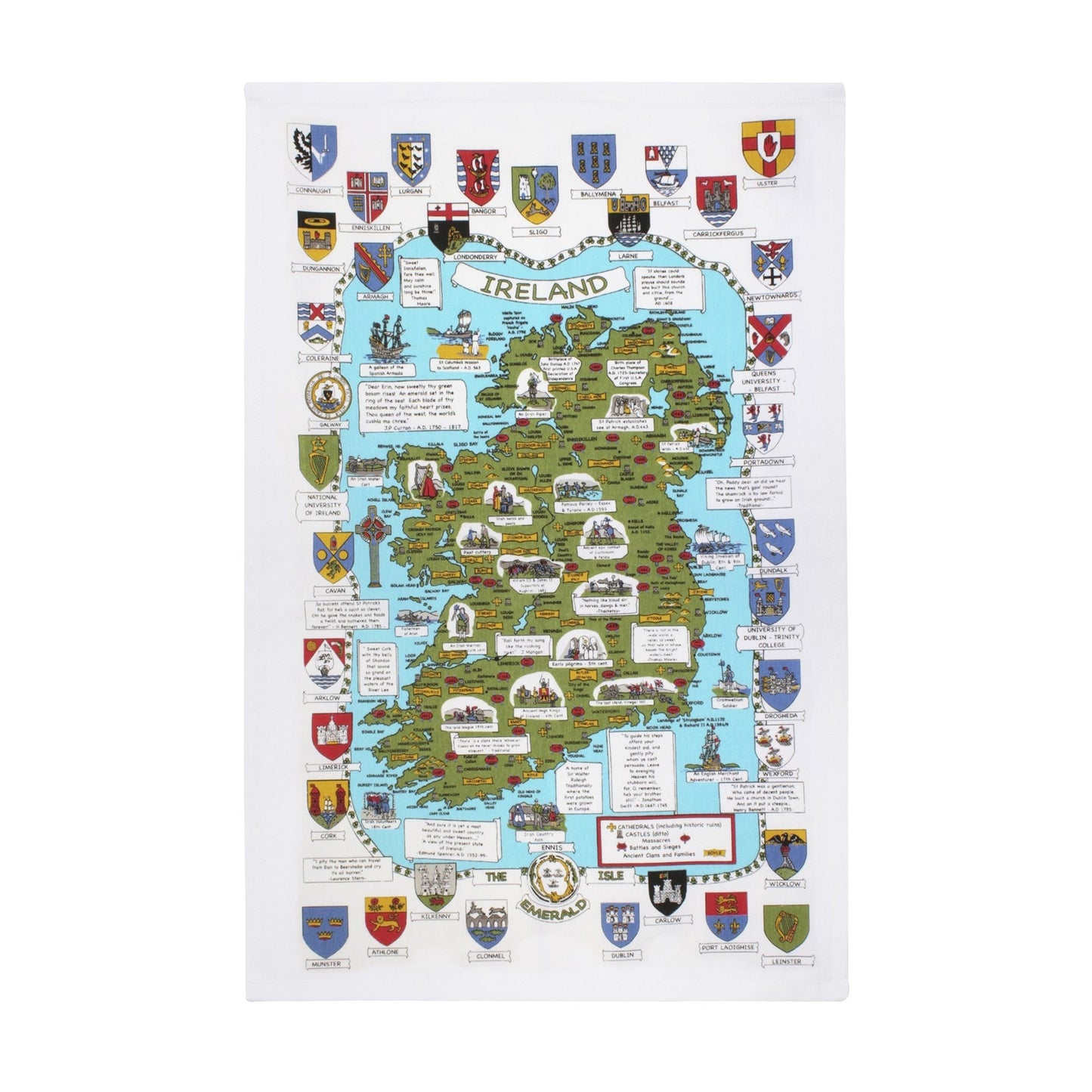 Map & Crests Cotton Tea Towel