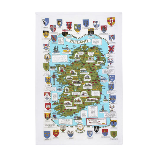 Map & Crests Cotton Tea Towel
