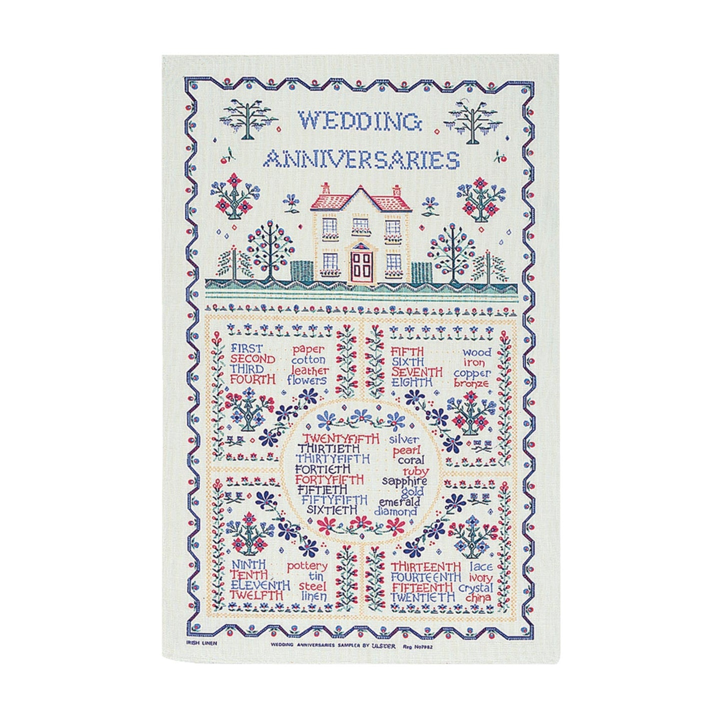 Wedding Sampler Cotton Tea Towel