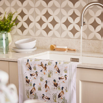 Farmhouse Ducks Cotton Tea Towel