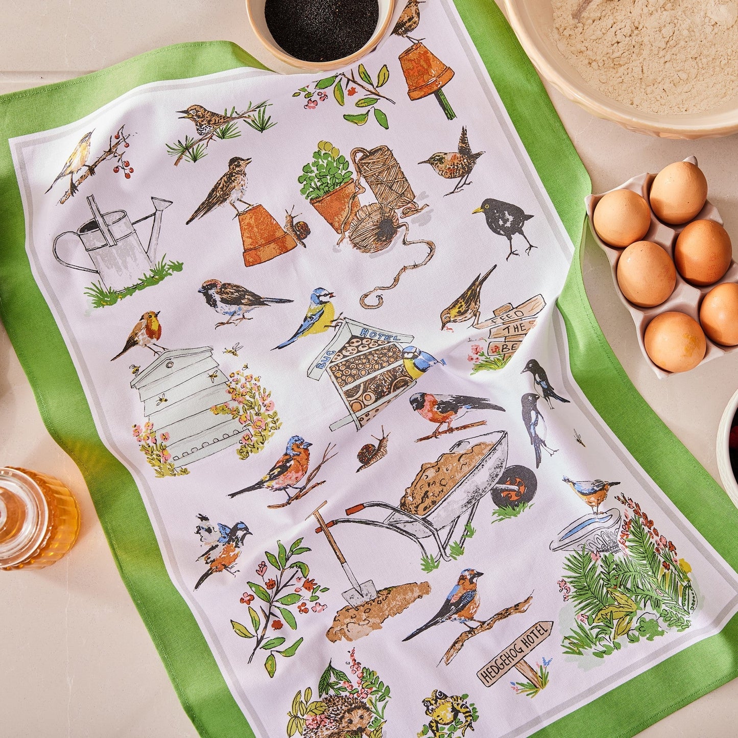 Garden Birds Cotton Tea Towel