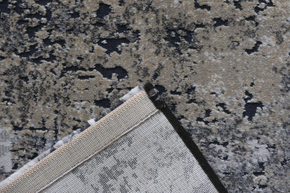 Canyon polyester and heatset in Charcoal and gold