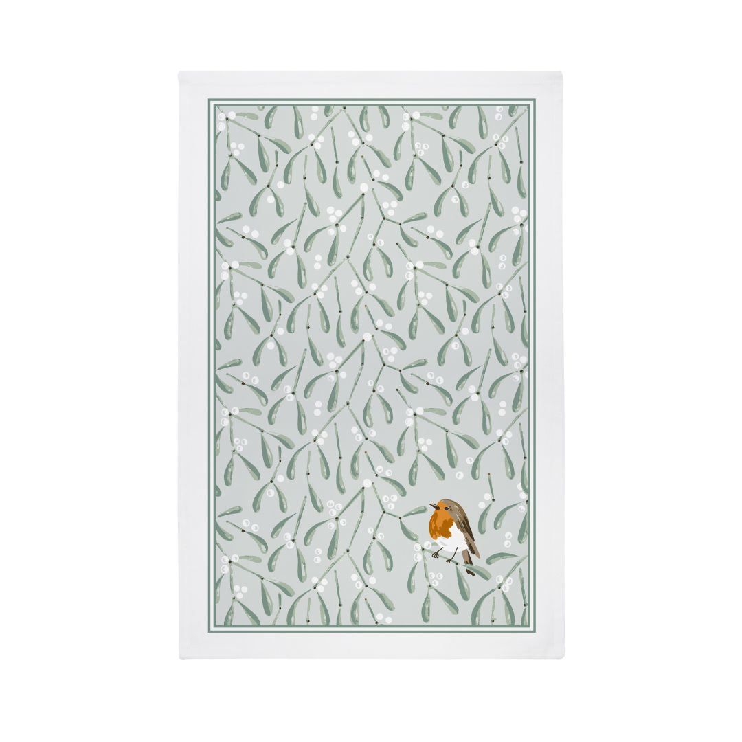 Mistletoe & Robin Recycled Cotton Blend Tea Towel