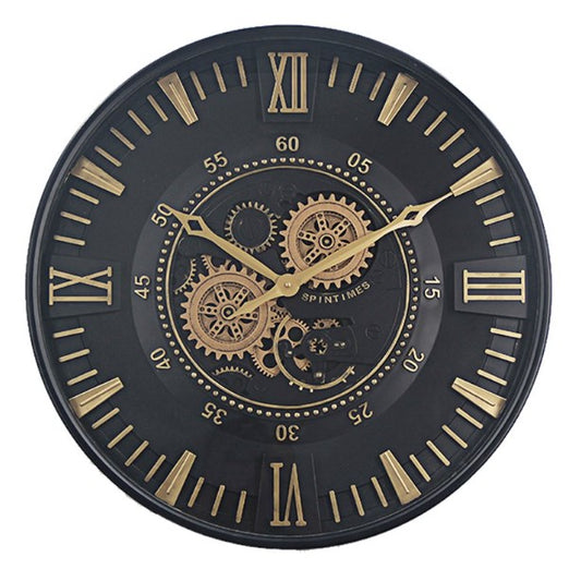 Black & Gold Cog Clock 46cm