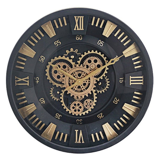 Black & Gold Cog Clock 60cm