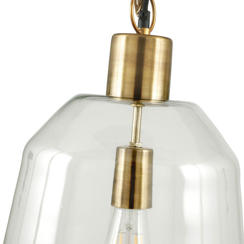 Fia Clear Glass and Antique Brass Chain Drop Pendant