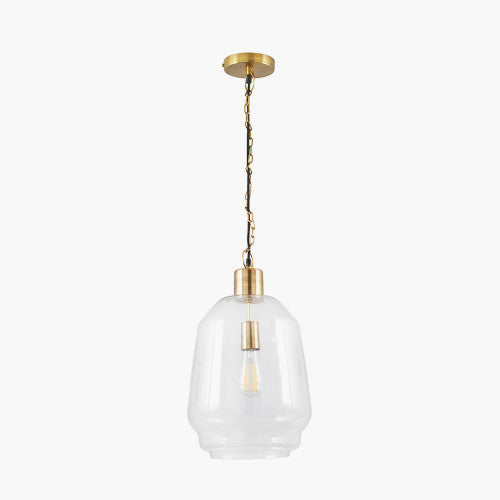 Fia Clear Glass and Antique Brass Chain Drop Pendant