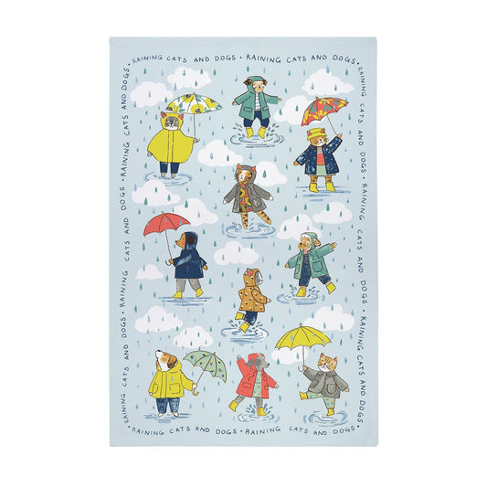 Raining Cats & Dogs Cotton Tea Towel