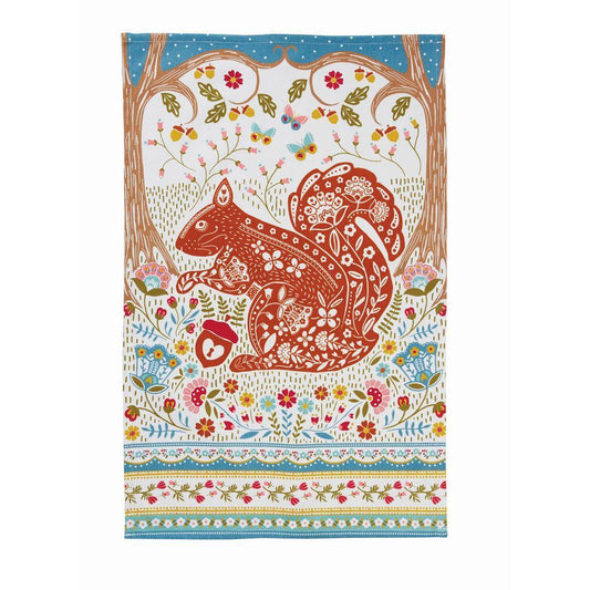 Woodland Squirrel Cotton Tea Towel