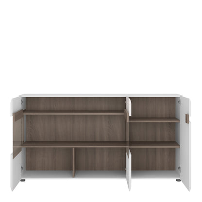 Chelsea Living 3 Door Glazed Sideboard in White with a Truffle Oak Trim