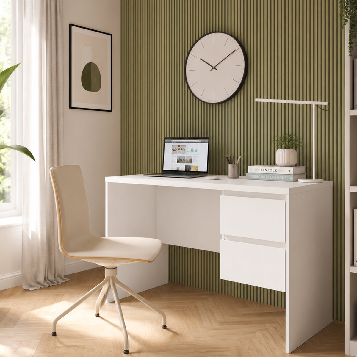 Fribo Desk 2 Drawer in Alpine White