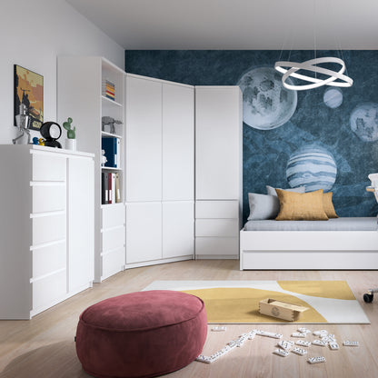 Fribo Tall 3 Drawer Bookcase in White