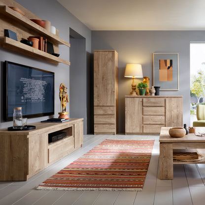Fribo Tall Cupboard with 3 Drawers in Oak
