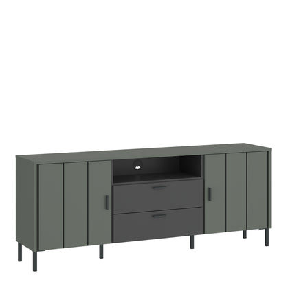 Arundel TV Cabinet 2 Door 2 Drawer Wide in Green/Grey