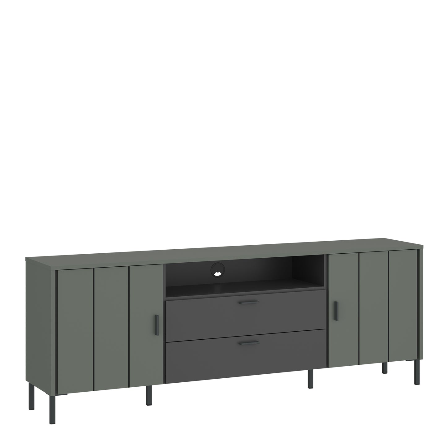 Arundel TV Cabinet 2 Door 2 Drawer wide High in Green/Grey