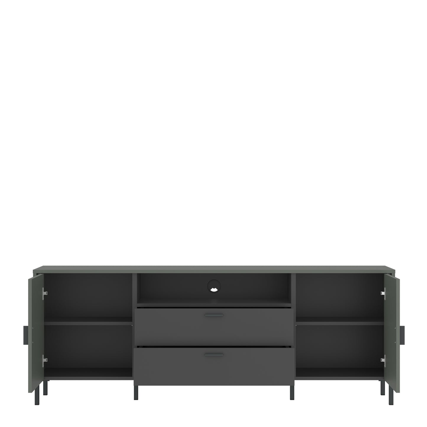 Arundel TV Cabinet 2 Door 2 Drawer wide High in Green/Grey