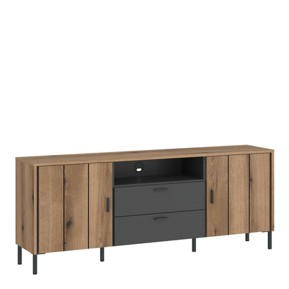 Arundel TV Cabinet 2 Door 2 Drawer Wide in Oak/Grey