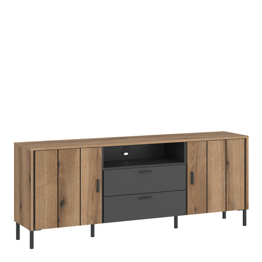 Arundel TV Cabinet 2 Door 2 Drawer Wide in Oak/Grey
