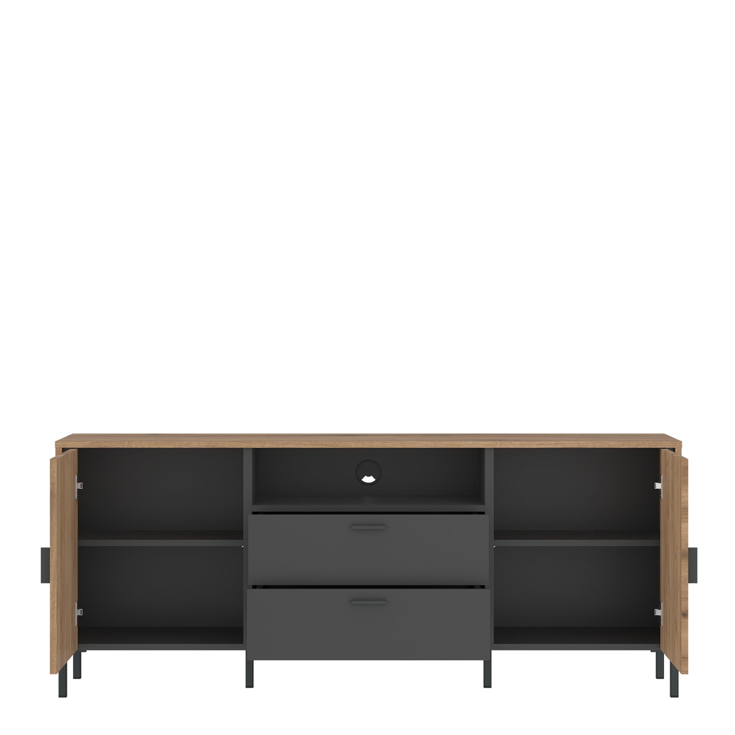 Arundel TV Cabinet 2 Door 2 Drawer Wide in Oak/Grey