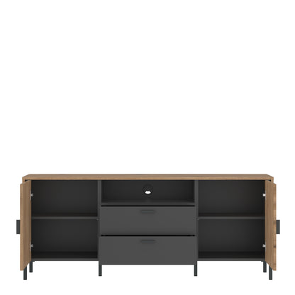 Arundel TV Cabinet 2 Door 2 Drawer Wide in Oak/Grey