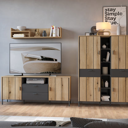 Arundel TV Cabinet 2 Door 2 Drawer Wide in Oak/Grey