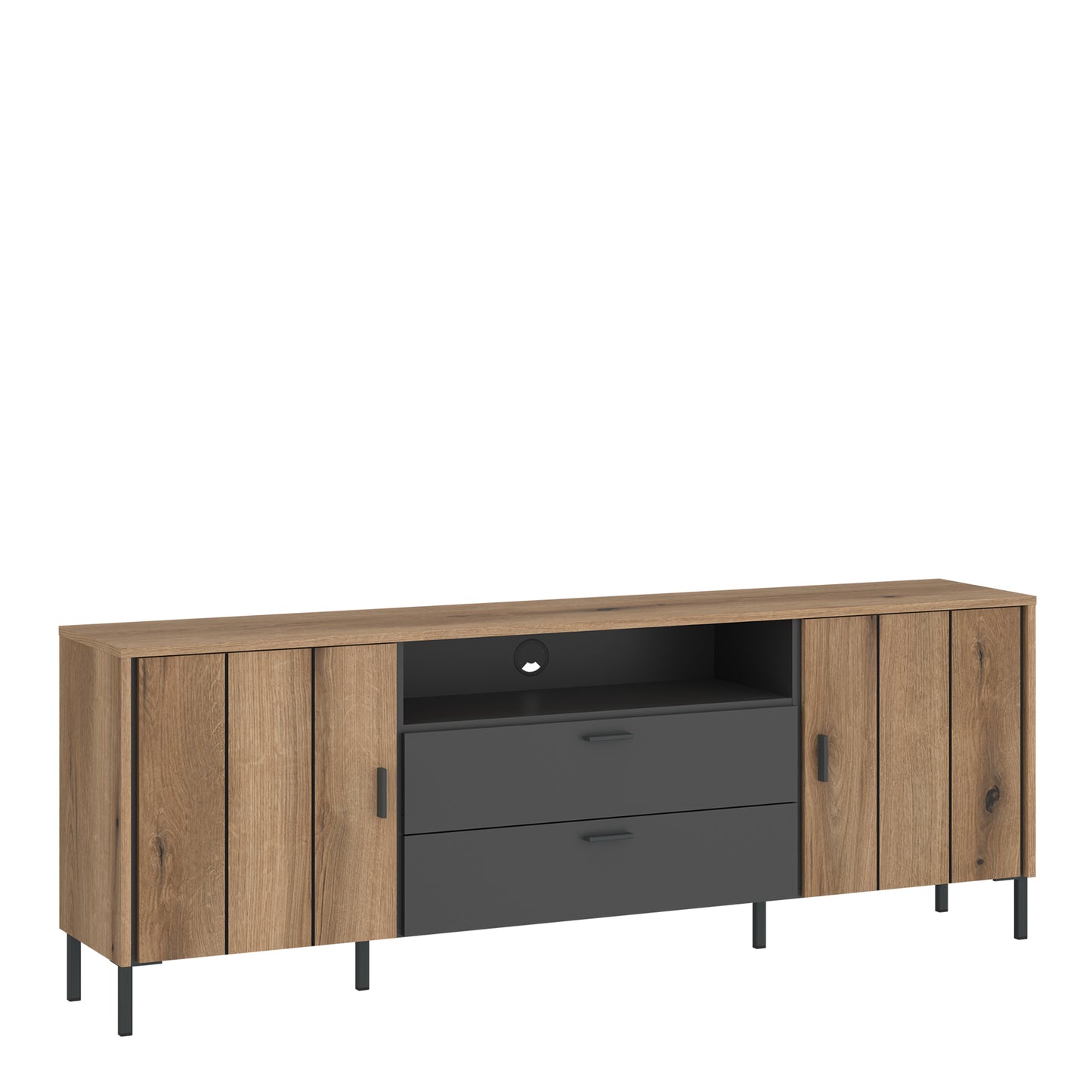 Arundel TV Cabinet 2 Door 2 Drawer Wide in Oak/Grey