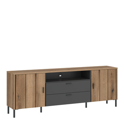 Arundel TV Cabinet 2 Door 2 Drawer Wide in Oak/Grey