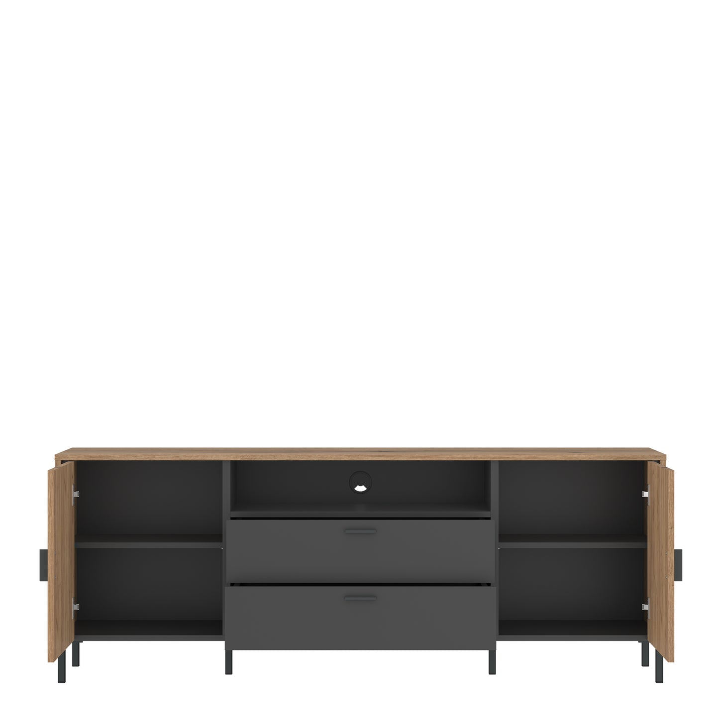 Arundel TV Cabinet 2 Door 2 Drawer Wide in Oak/Grey