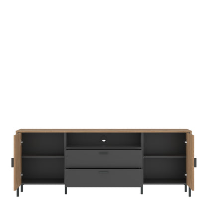 Arundel TV Cabinet 2 Door 2 Drawer Wide in Oak/Grey