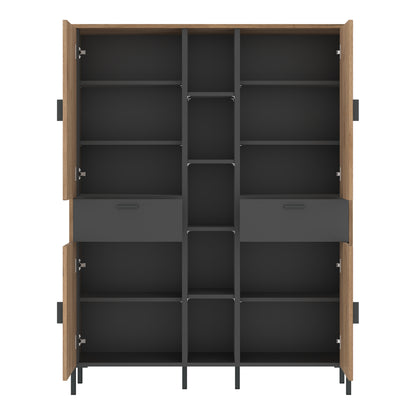 Arundel Wardrobe 4 Door 2 Drawer in Oak/Grey
