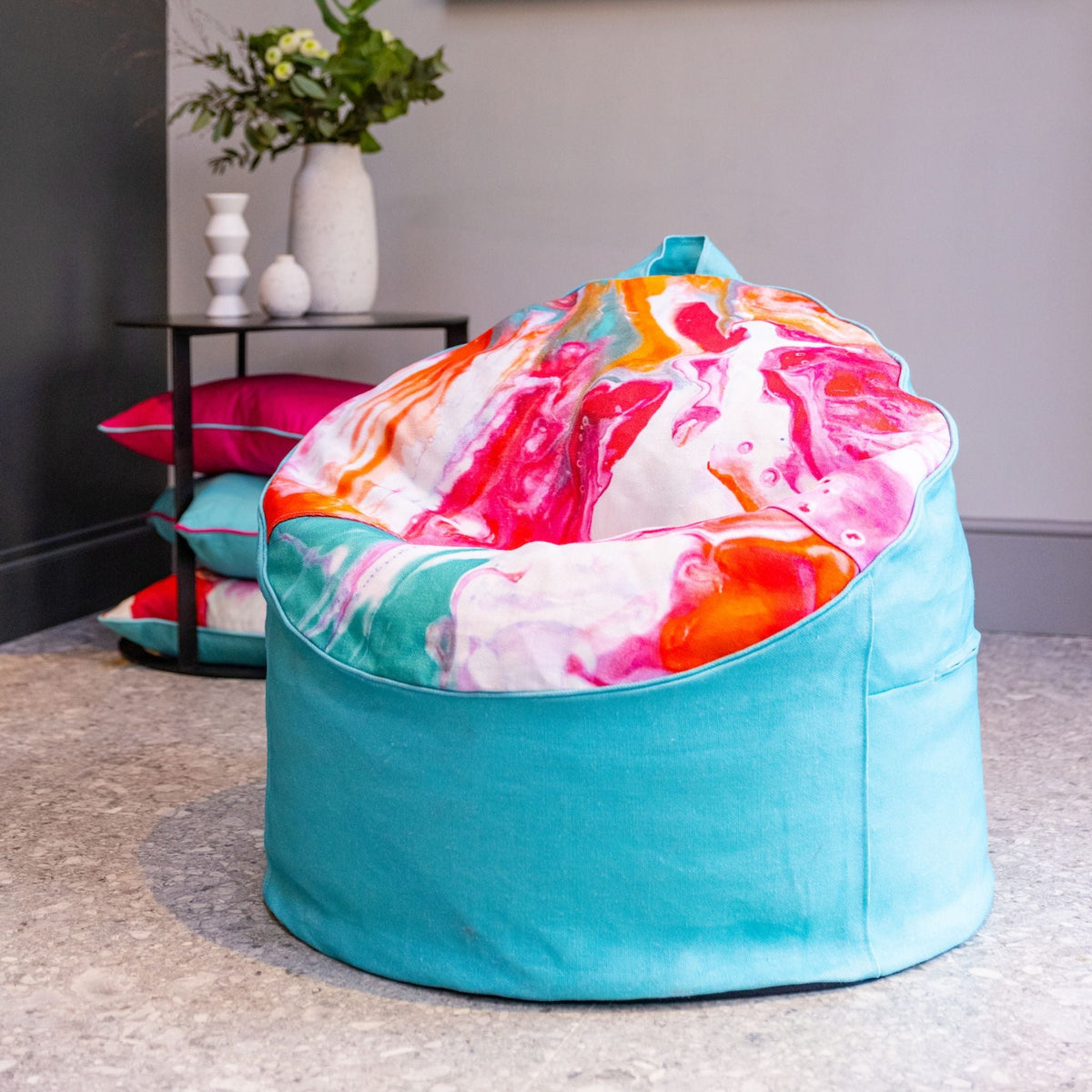 Cardinal Marbles Filled Bean Bag in Cerise / Citrus